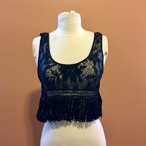 Sold- Victoria’s Secret Sheer Crop Top w/Fringe